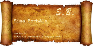 Sima Borbála névjegykártya